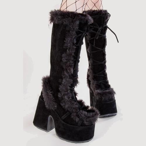 [DEMONIA] 데모니아 카멜311 클래식블랙 퍼트림 청키힐 니하이 부츠(235 빠른배송)