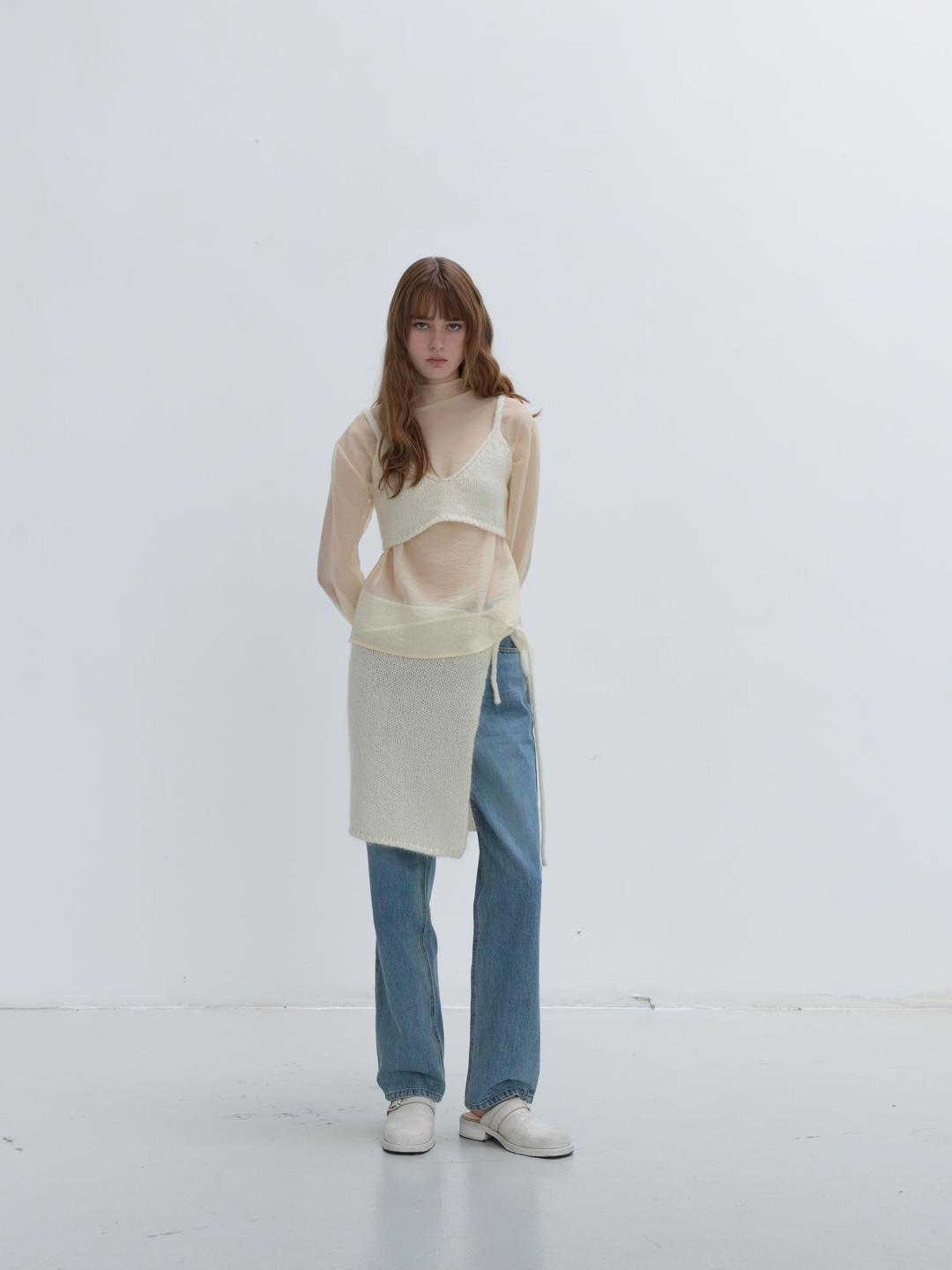 MOHAIR BLENDED RAP SKIRT