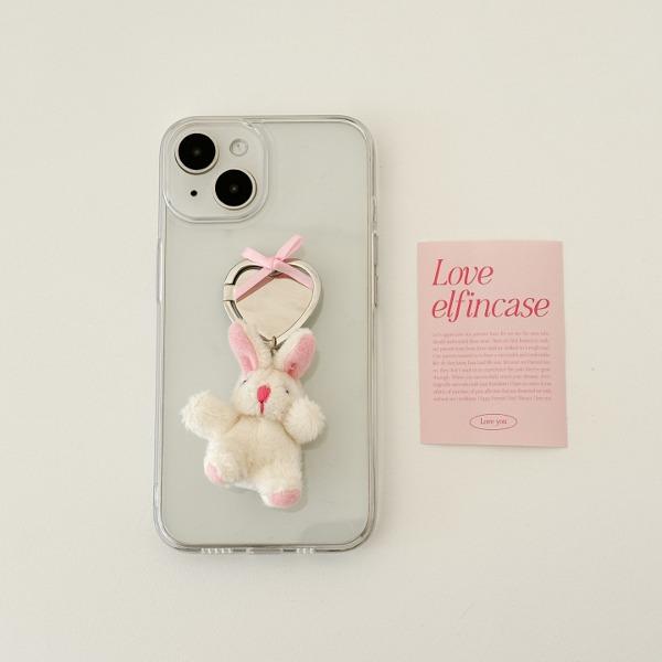 리본&토끼 하트부착링