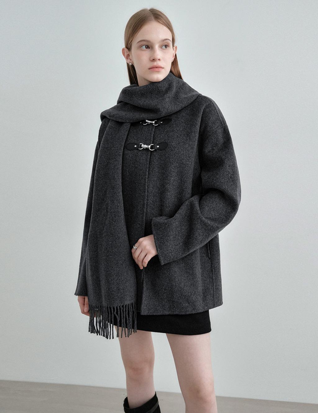 [1/20 예약배송] 울 캐시미어 핸드메이드 머플러 코트 차콜 MDCT016CHARCOAL