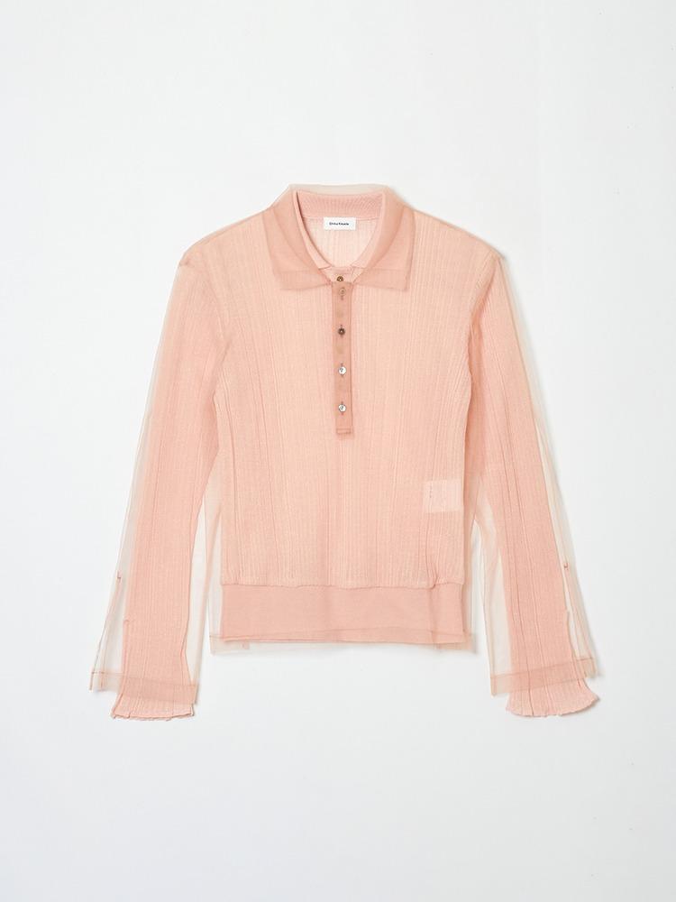 PINK POLO CALLAR SWEATER  치카 키사다 핑크 폴로 칼라 스웨터