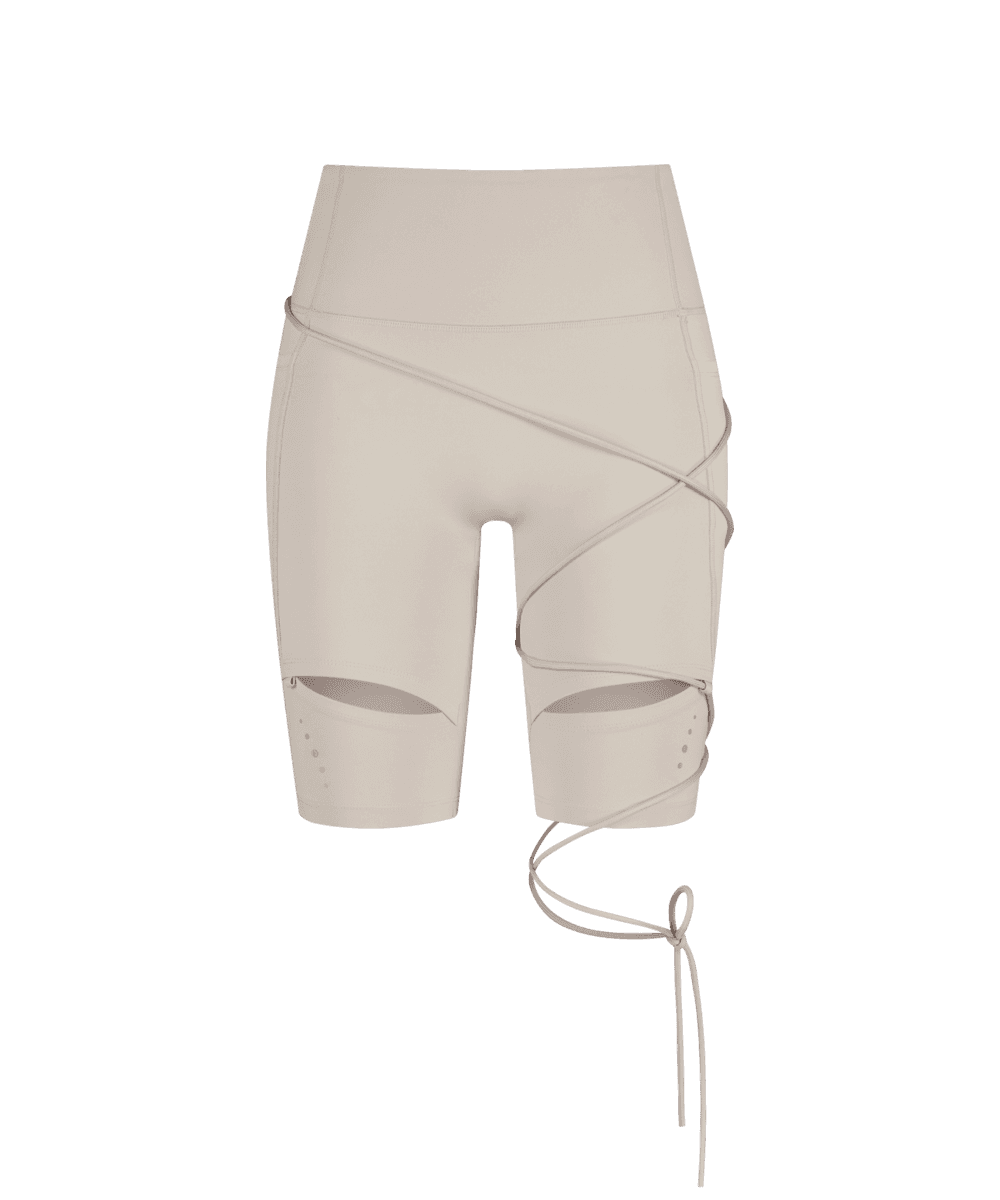 Thigh Slit Shorts Leggings / Beige