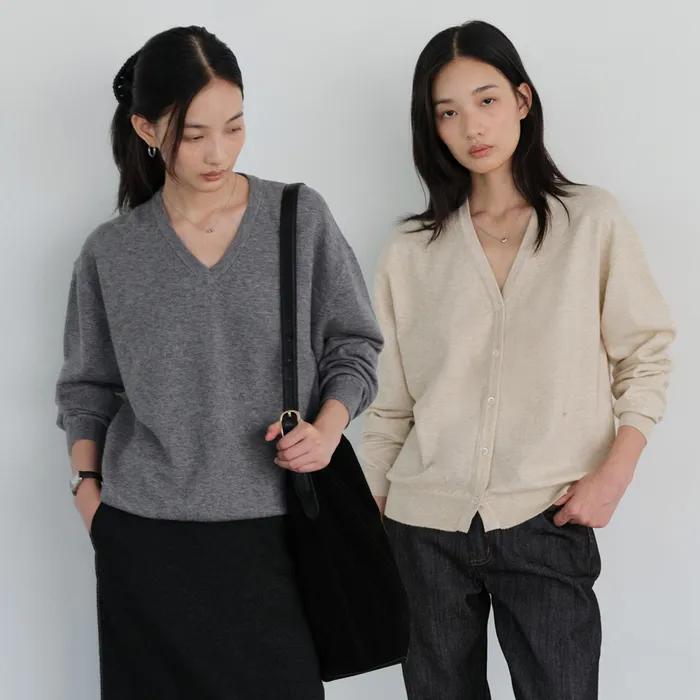 [set] Washable V-neck knit & cardigan set_7colors