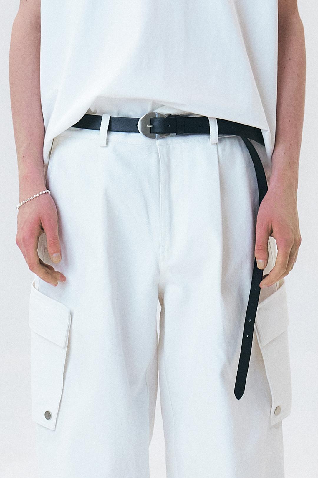 DOUBLE STRAP ITALY COWHIDE BELT - BLACK