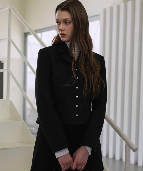 Button Point Wool Jacket [Black]