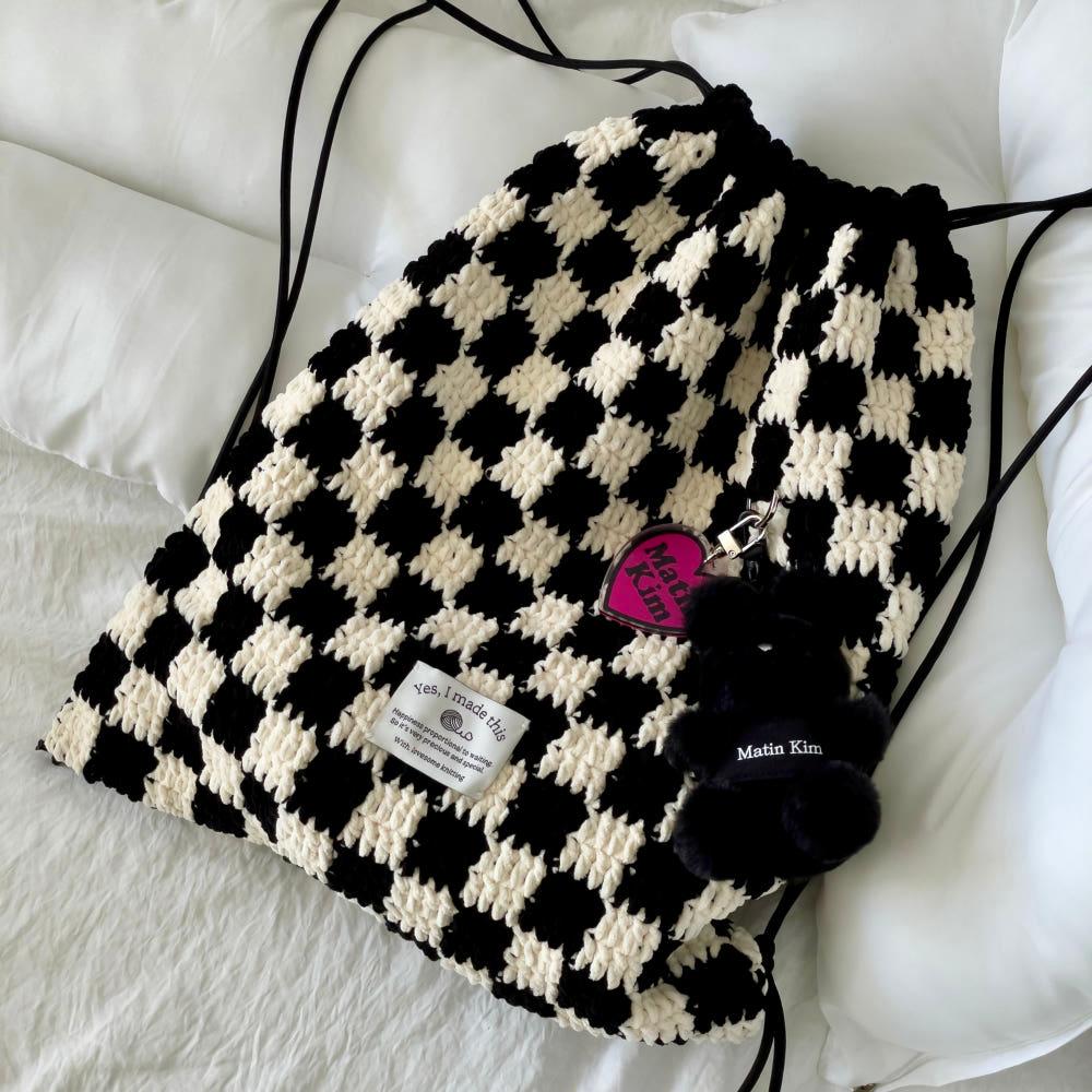DIY패키지) (겨울버전) 체커보드 짐색 코바늘가방 뜨개가방 코바늘패키지 (+가이드영상)