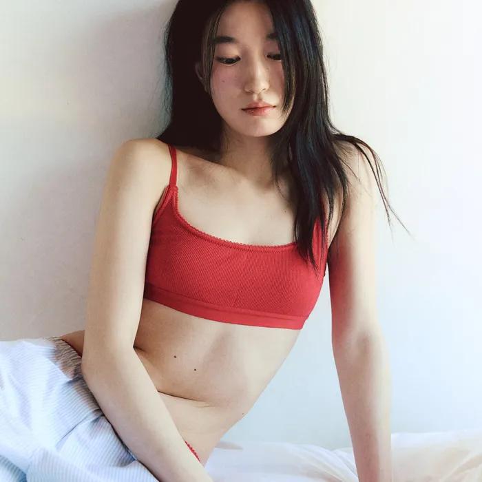 Square ribbed modal bra in bloom_스퀘어 리브드 모달 브라 블룸