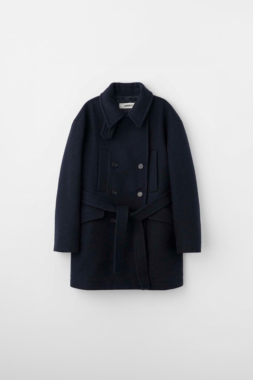 P Wool Classic Double Pea Coat_Night