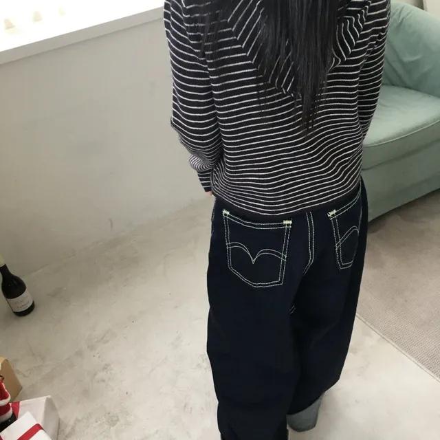 (oot) 빅 컬러포켓 포인트 와이드 데님팬츠
