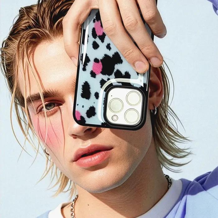 Soft Pop Leopard Phone Case Soft Blue (BK_Epoxy/MagSafe Glass)