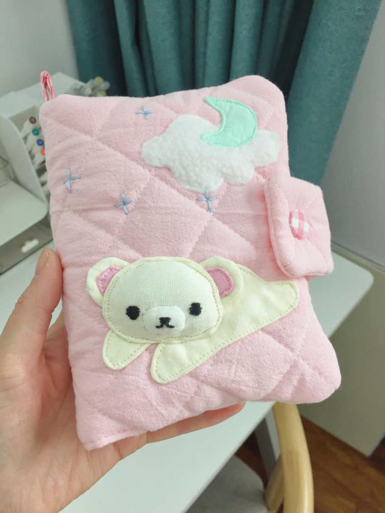 리락쿠마 누빔 다이어리 북커버 책커버 바인더 패브릭 다꾸 책 보호 덮개 파우치 a5 a6