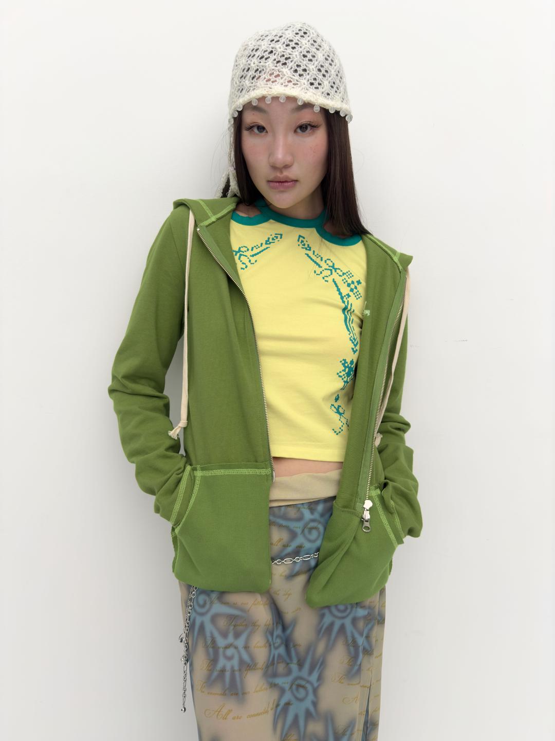 Dotori zip-up hoodie Green