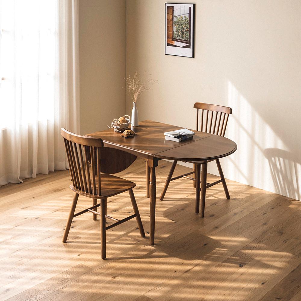 [희망일배송] 레트로하우스 코케 고무나무 원목 접이식 확장형 식탁 테이블 1600