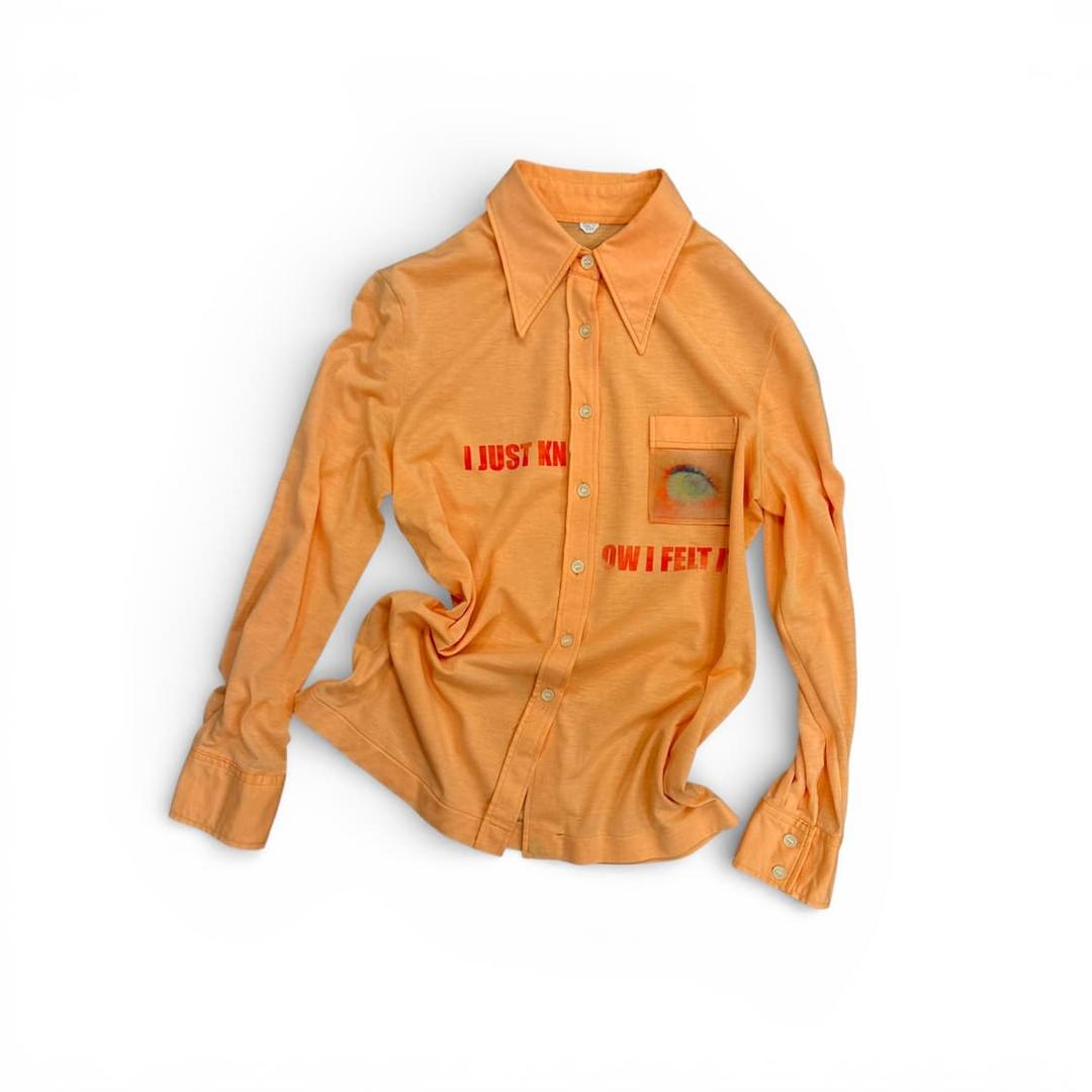 Orange Lettering Pocket Slim Shirt | 후루츠패밀리