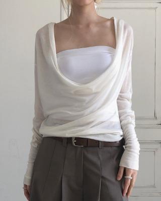 deep u-neck drape tee (4color)