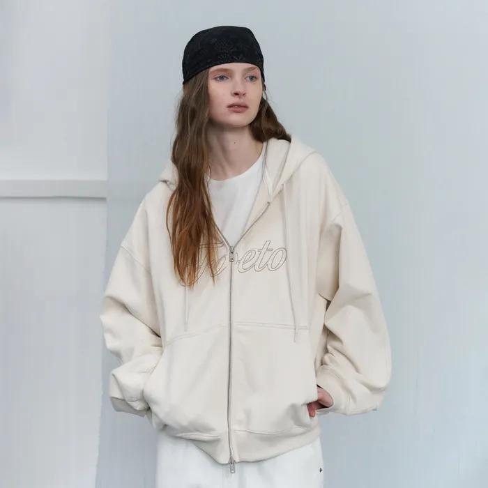 [6th] Dancer stich hoody zip-up - cream