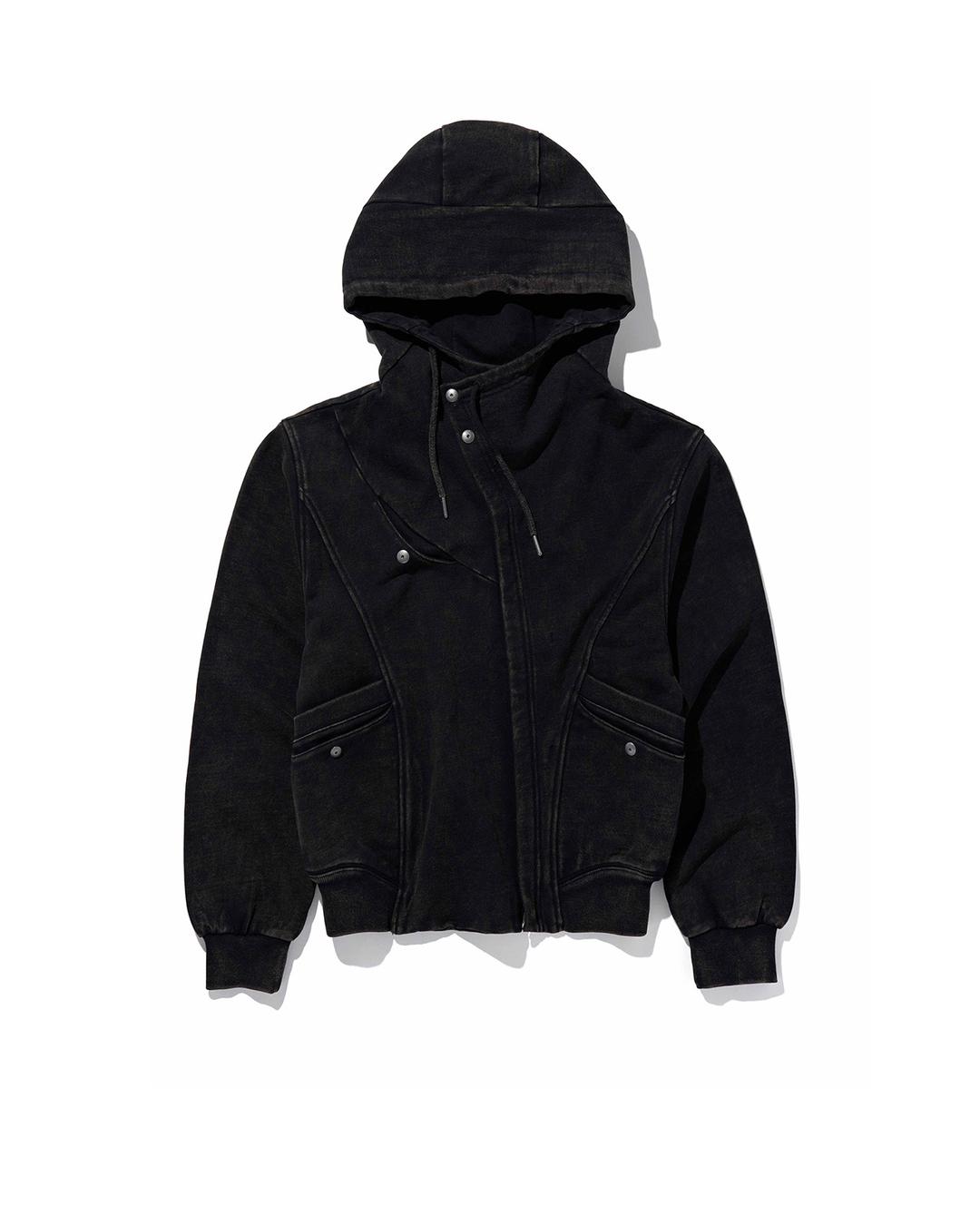 UTILITY HOOD ZIP-UP_WASHED BLACK