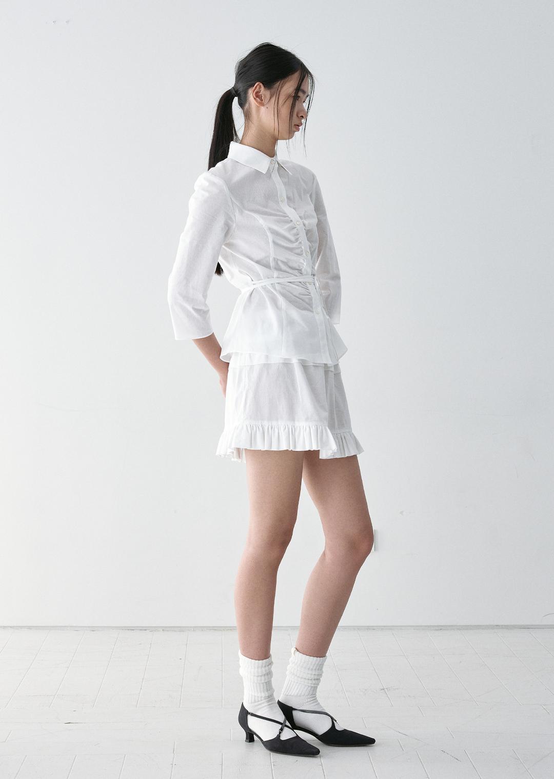 SHEER COTTON FRILL MINISKIRT