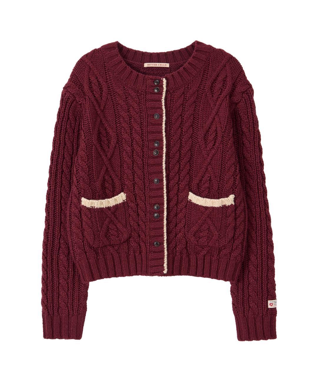 Mori Wool Cardigan-Burgundy