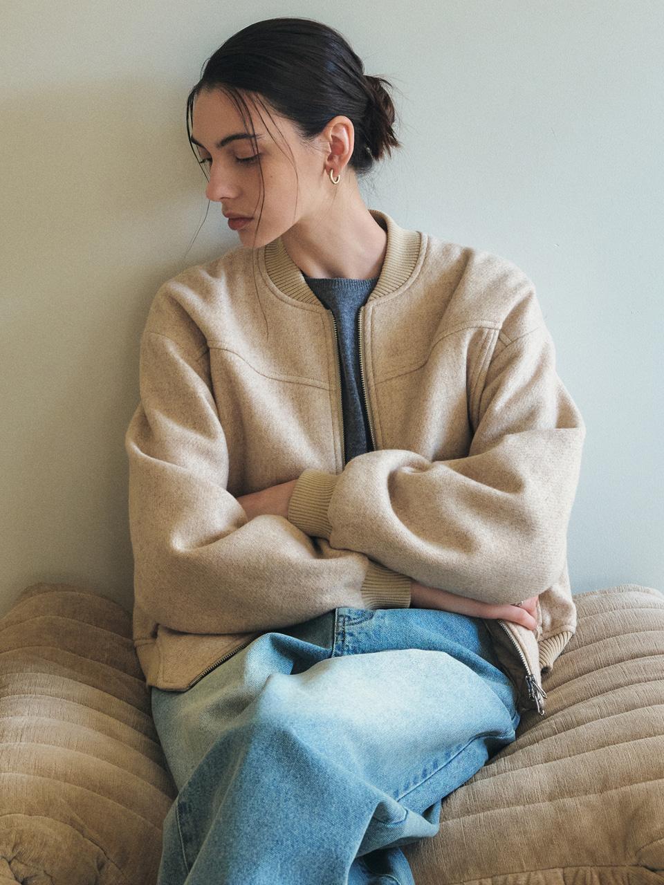 울 포켓 블루종 점퍼_OATMEAL