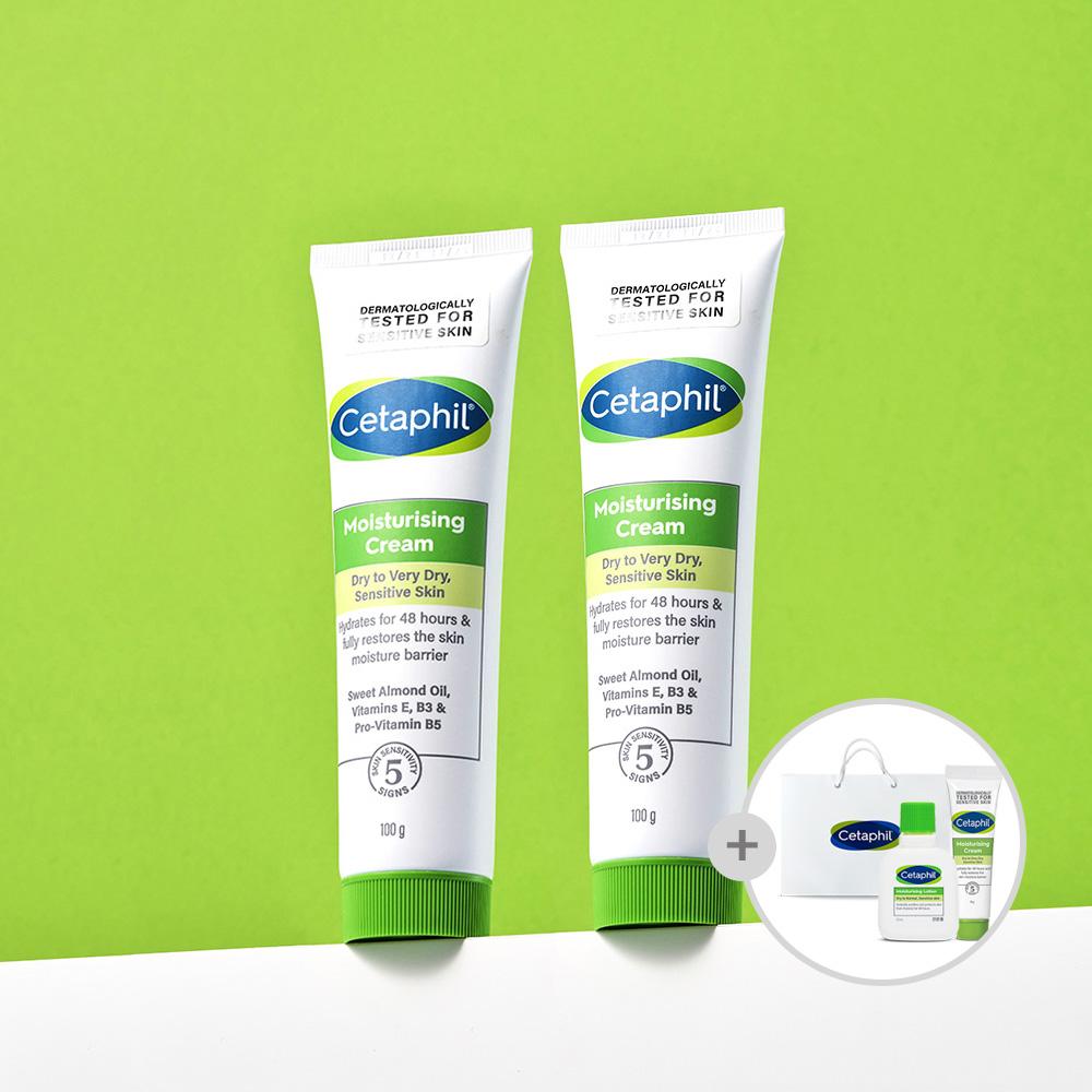 세타필 모이스춰라이징 페이셜 수분 보습크림 100g 2개(+쇼핑백, 미니어처 2종)