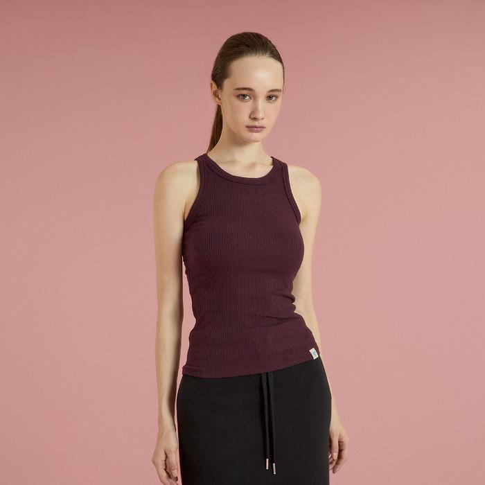 파인 립 탱크톱 버건디