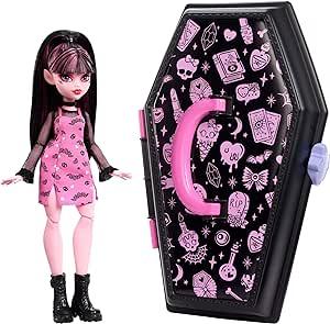 Monster High Doll & Accessories, Draculaura Gore-Ganizer Beauty Kit with Bat Clips, Comb & Mirror, Customizable with Stamp Pen & Stickers
