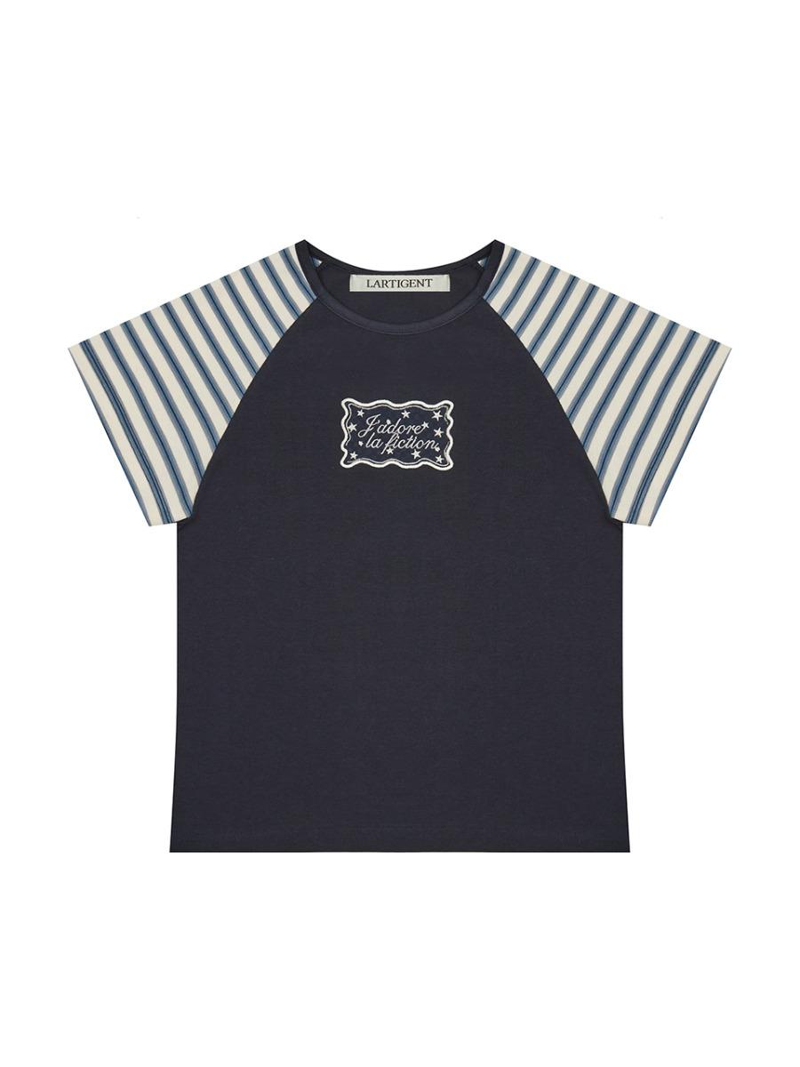 L18 STRIPED RAGLAN T-SHIRT(NAVY)