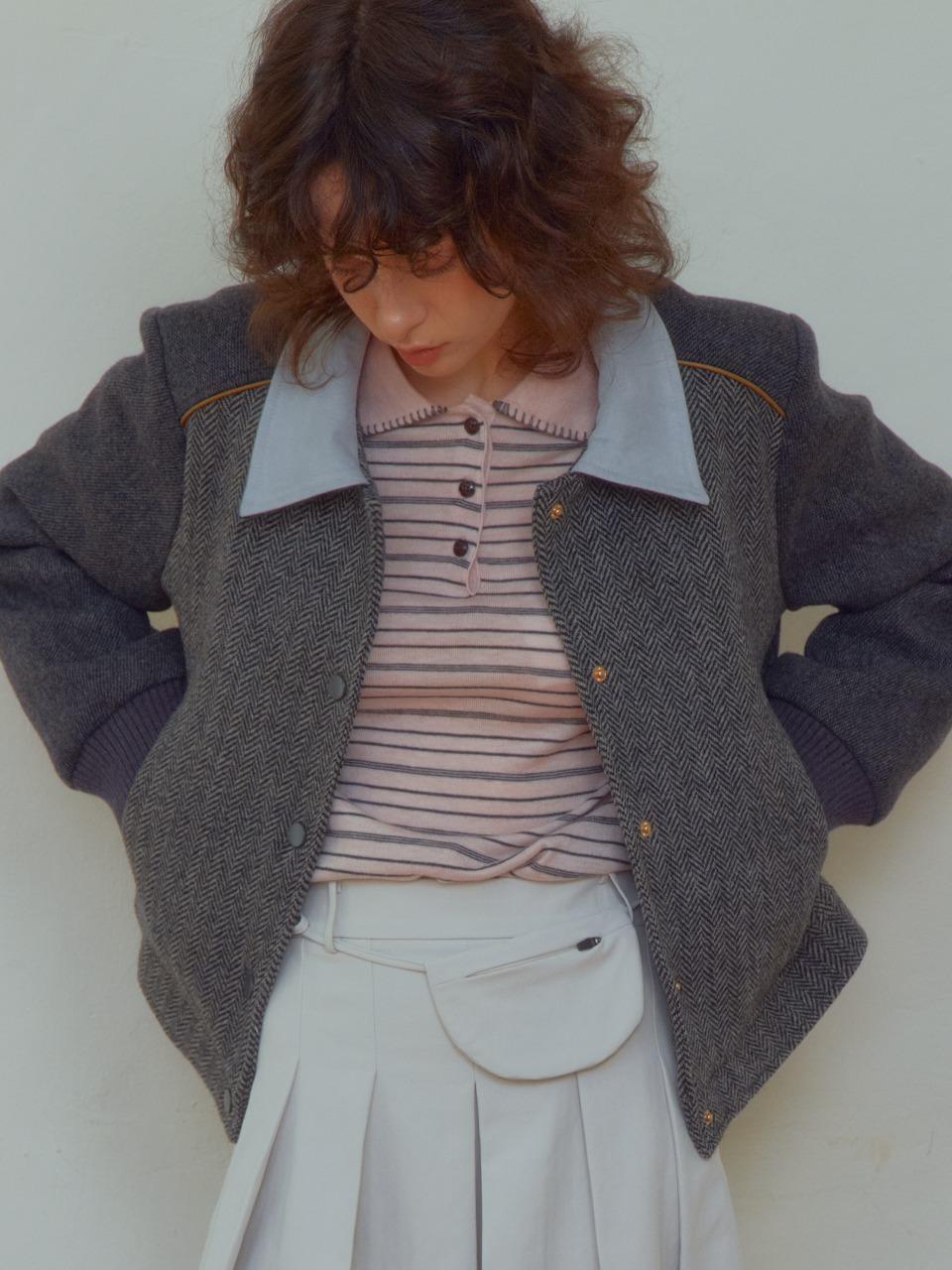 Viva Quilting Varsity Jacket_Charcoal