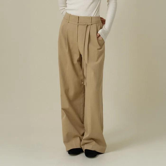 BIAN WIDE TUCK PANTS_BEIGE