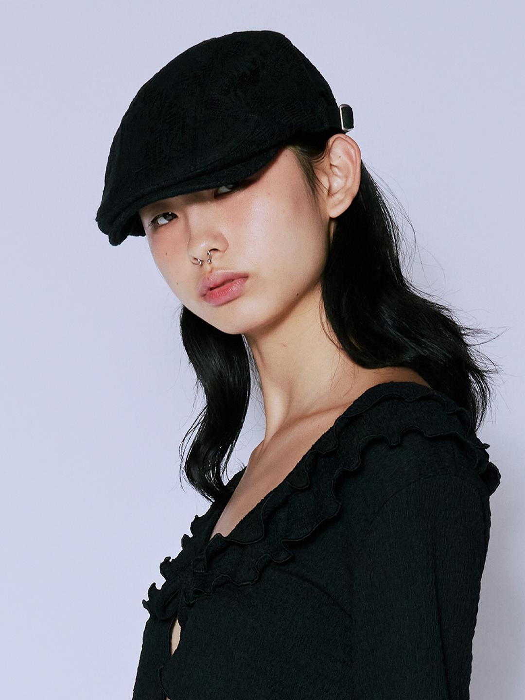 LACE HUNTING CAP_BLACK