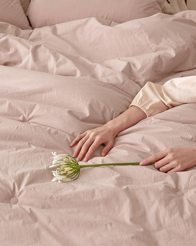 기분 좋은 사박함 도즈 고밀도순면 차렵이불-밀크로즈(SS/Q/K)