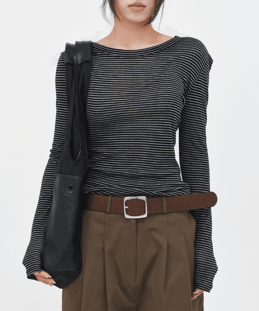 WOOL TENCEL STRIPE T