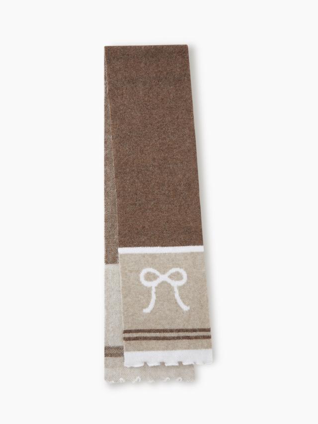 BOWKNOT RUFFLE TRIM KNITTED SCARF