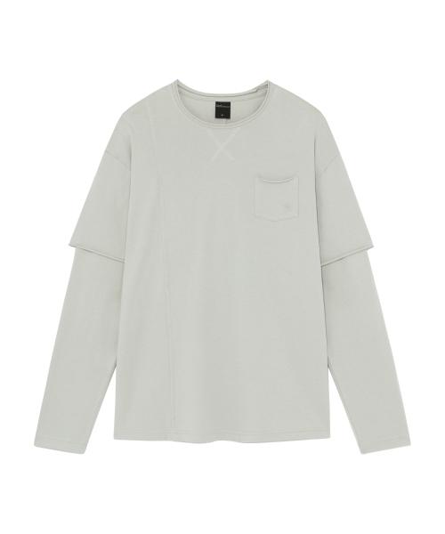 TCM raw cut layered long sleeve (light grey)