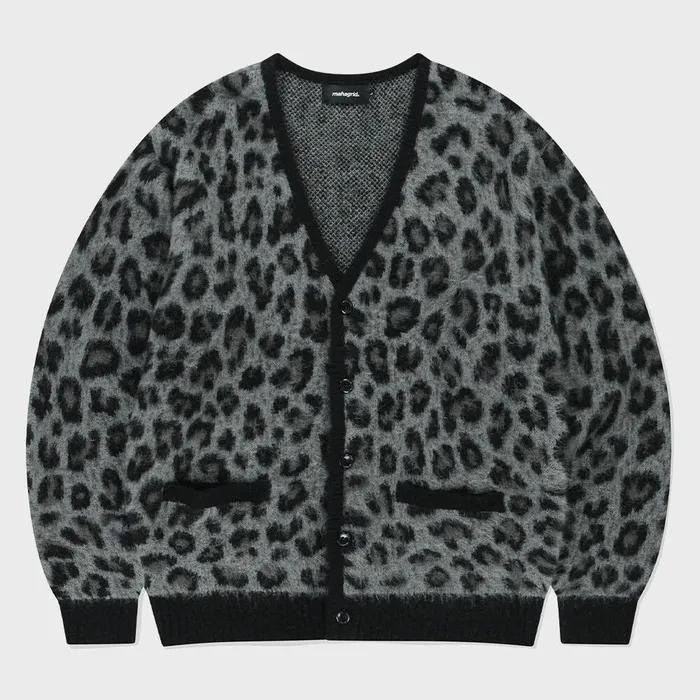 LEOPARD HAIRY KNIT CARDIGAN CHARCOAL(MG2EFMK692A)