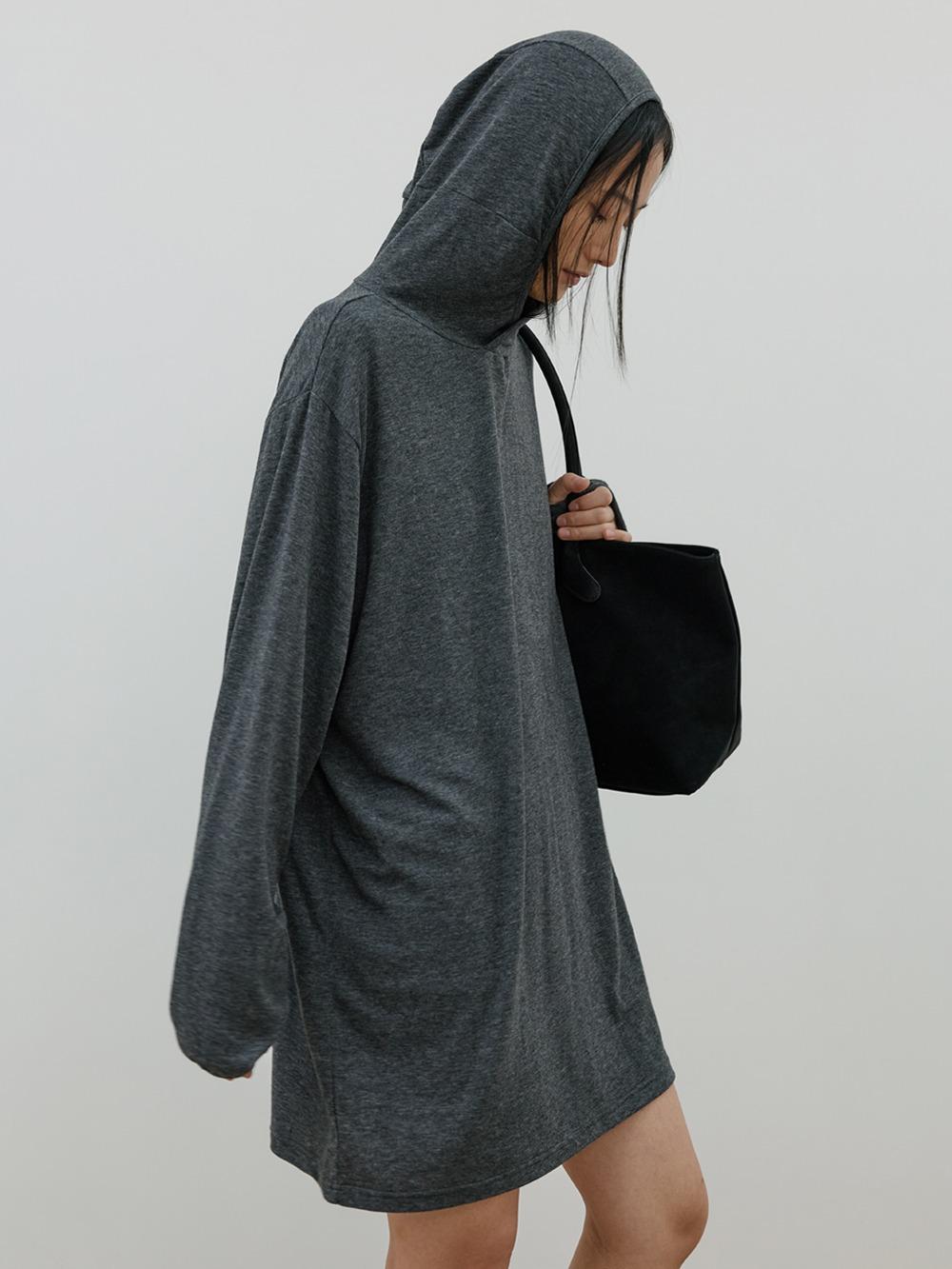 Loose Long Hood T-shirt (charcoal)
