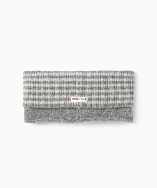 STRIPED WOOL HAIRBAND GRAY