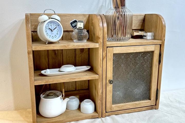 파보 3단장 유리장 원목 수납장 & 벽걸이 선반장