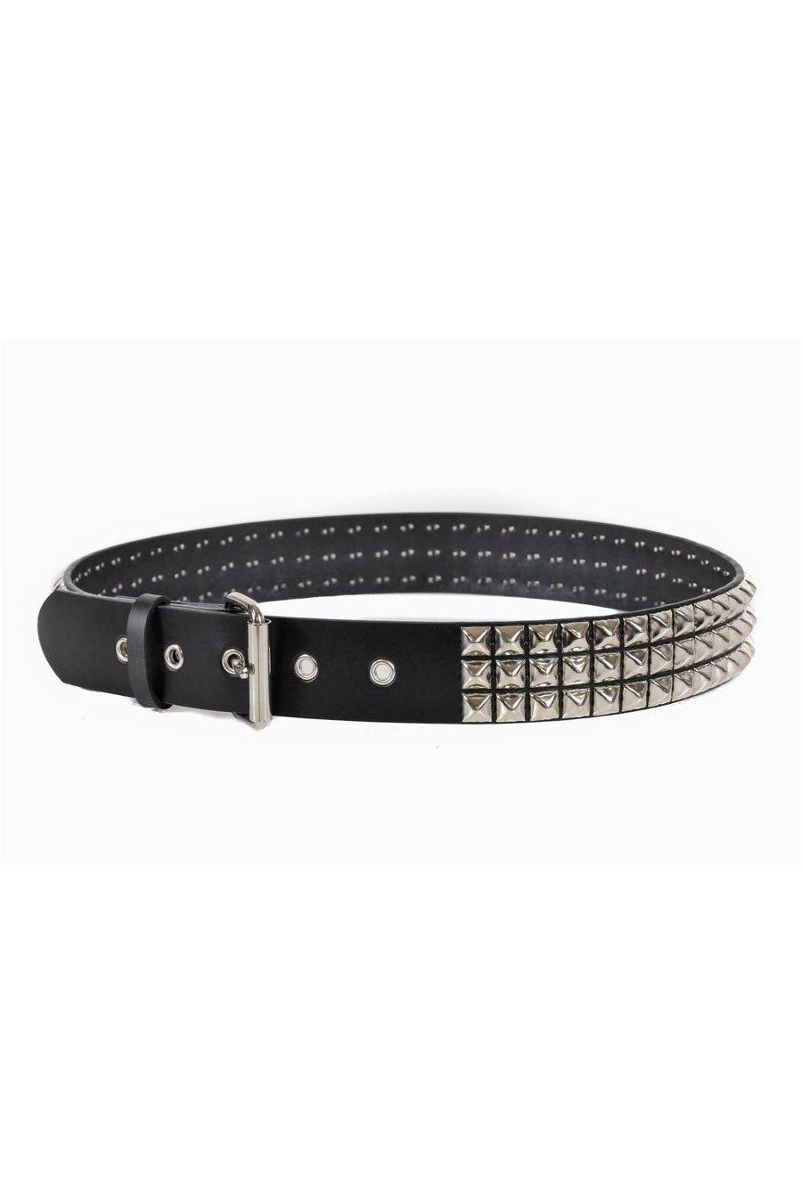 3 Row Pyramid Studded Belt [SILVER] - S