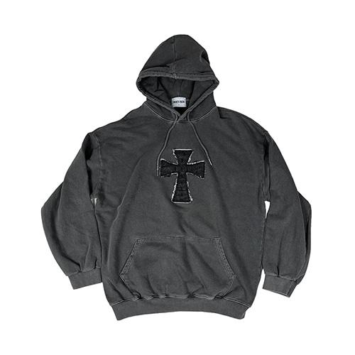 Hell Heaven Cross Pigment Sweat Hoodie ((Charcoal))