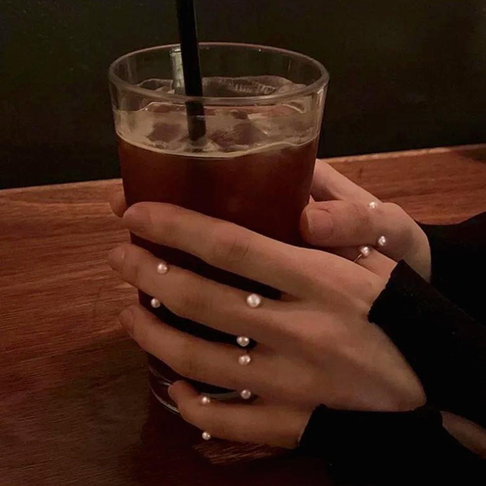 (3set)데일리 레이어드링 반지 세트 진주피어싱 써지컬링