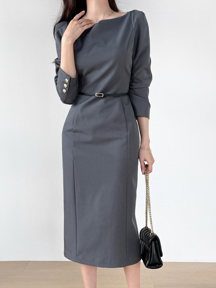 몰드입술넥벨트원피스