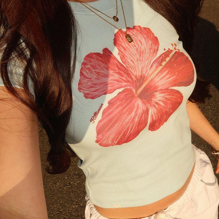 [29CM단독] Tropic Bloom Baby Tee - Baby Blue