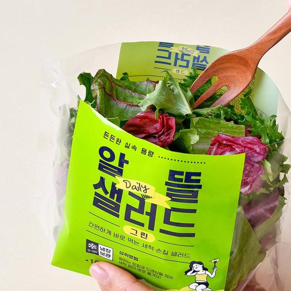 1am 3번 씻은 알뜰 샐러드 그린 100g x 10팩 / 도시락 식단 야채 정기배송 [원산지:상세설명에 표시]