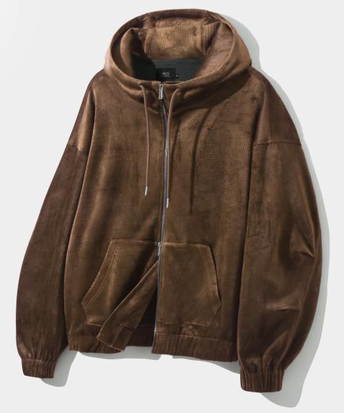 2WAY 에센셜 코듀로이 후드 집업_브라운