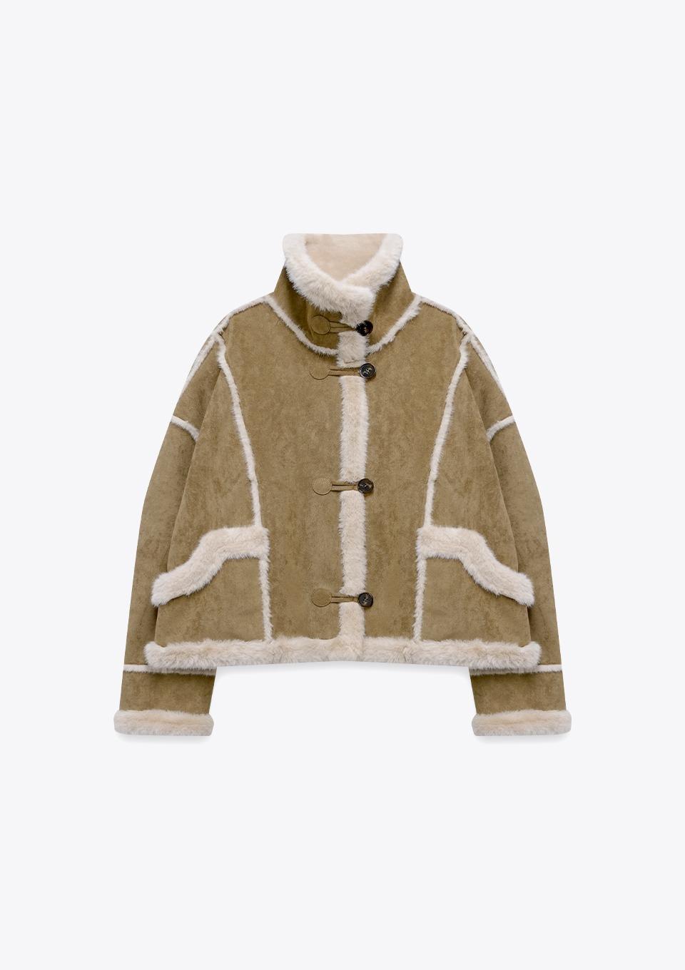 하이넥 스웨이드 무스탕 자켓(MAFDJK11MLN)