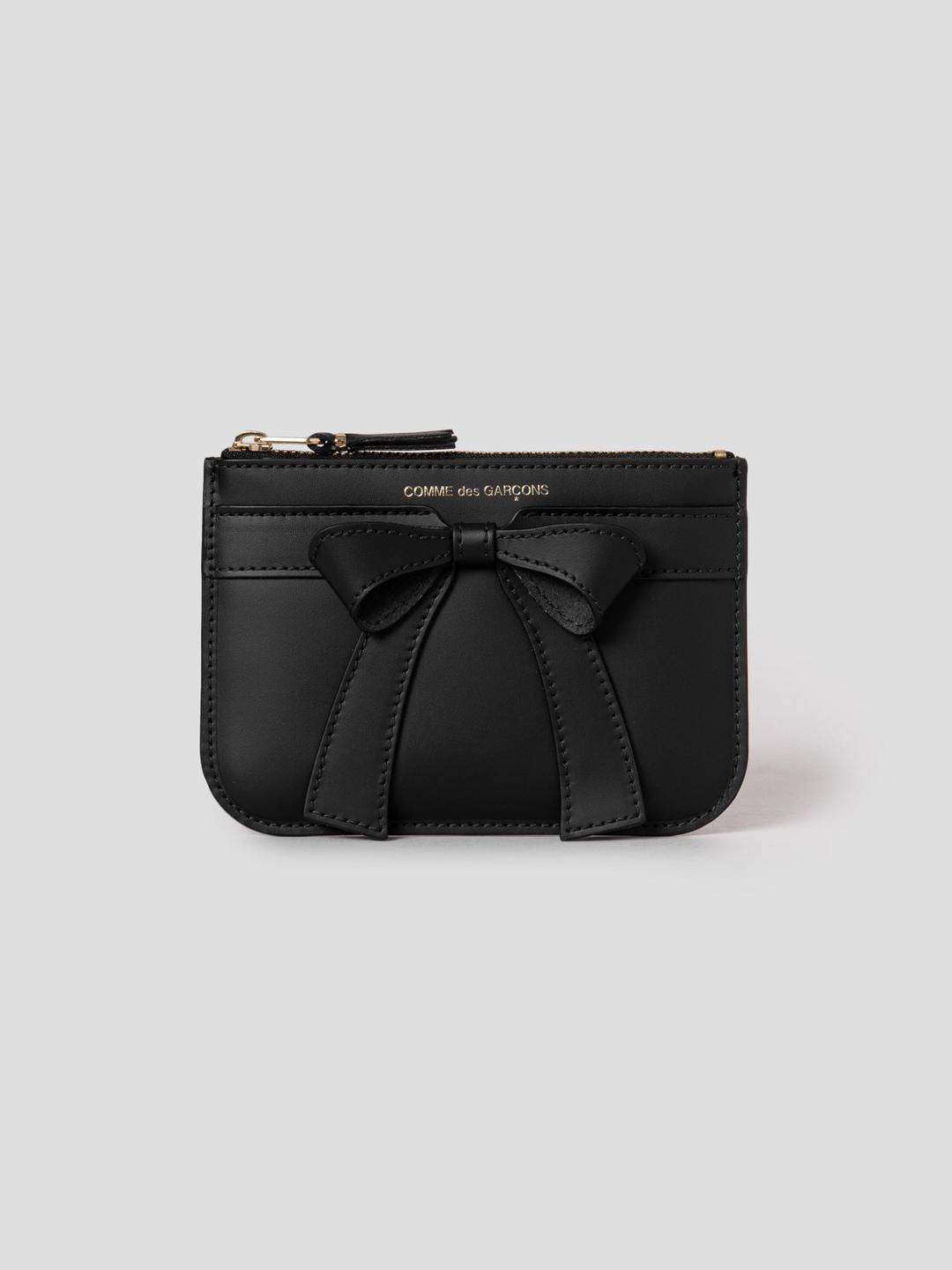 (Unisex) Classic Big Bow Small Pouch Wallet - Black