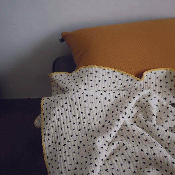 6layer gauze blanket (gray small flower + black cross), 6중 거즈 블랭킷