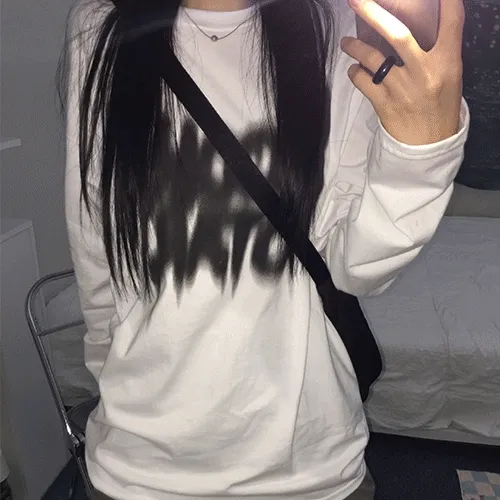 Rock star over-fit long sleeved tee (2color)